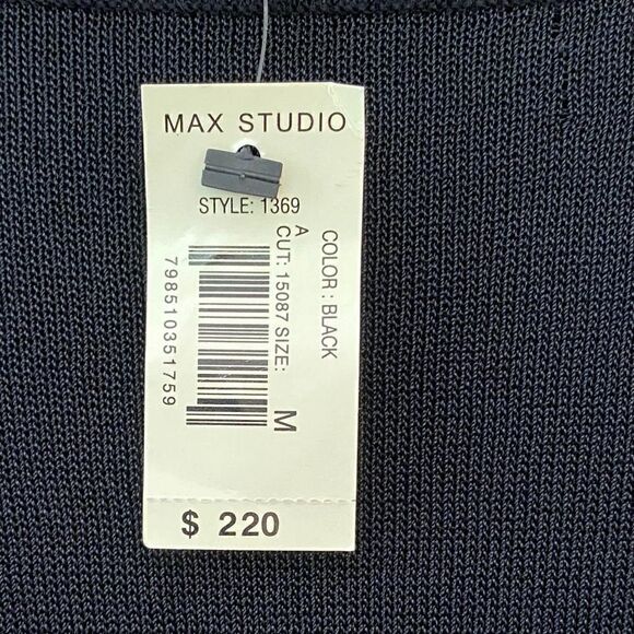 Max Studio Sz M NWT Black Sexy Silk Sheer Long Sleeves Elegant Date Night Top - Picture 6 of 8